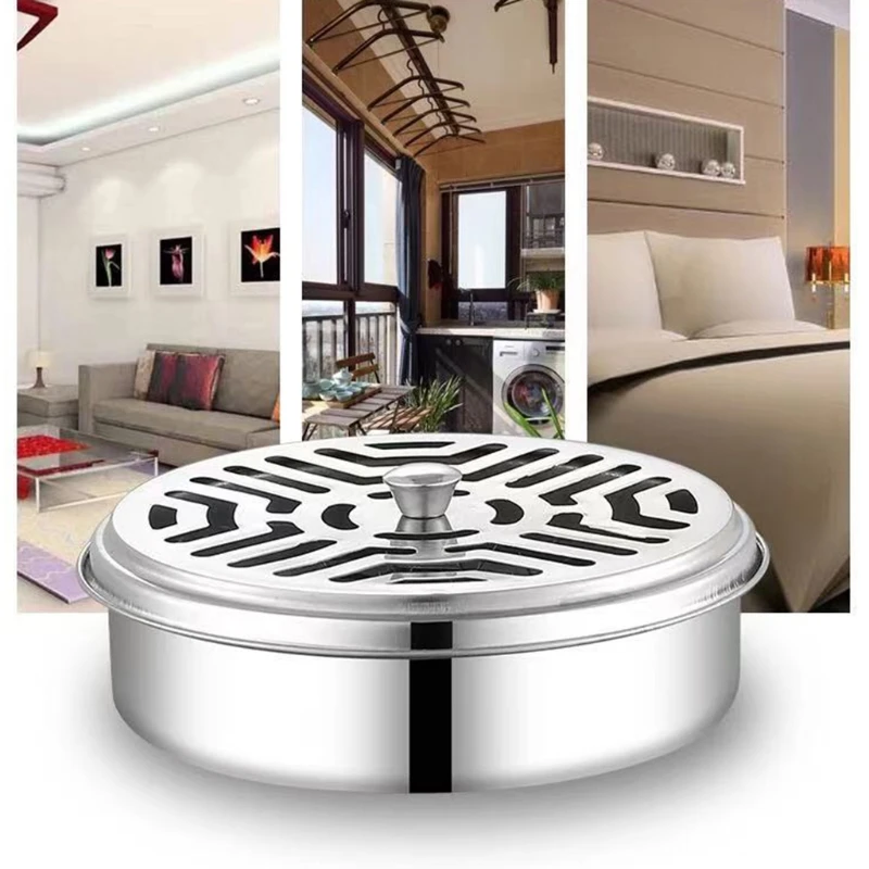 Mosquitoes Coils Holder Stainless Steel Repellant Rack Mosquitoes Incense for Burner Box Mesh Bracket with Cover Home