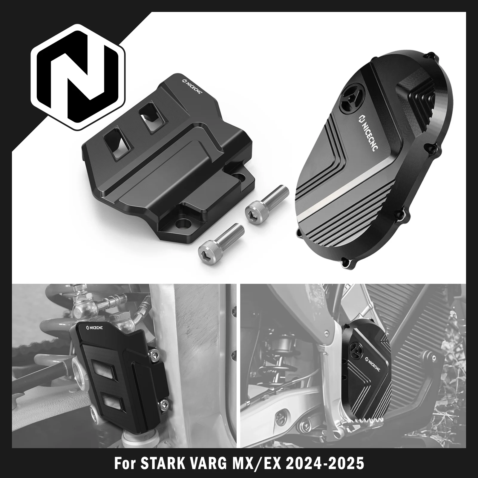 

NICECNC для Stark Varg EX для Stark Varg MX 2024-2025, правая большая крышка двигателя и задняя защита главного тормозного цилиндра, алюминий
