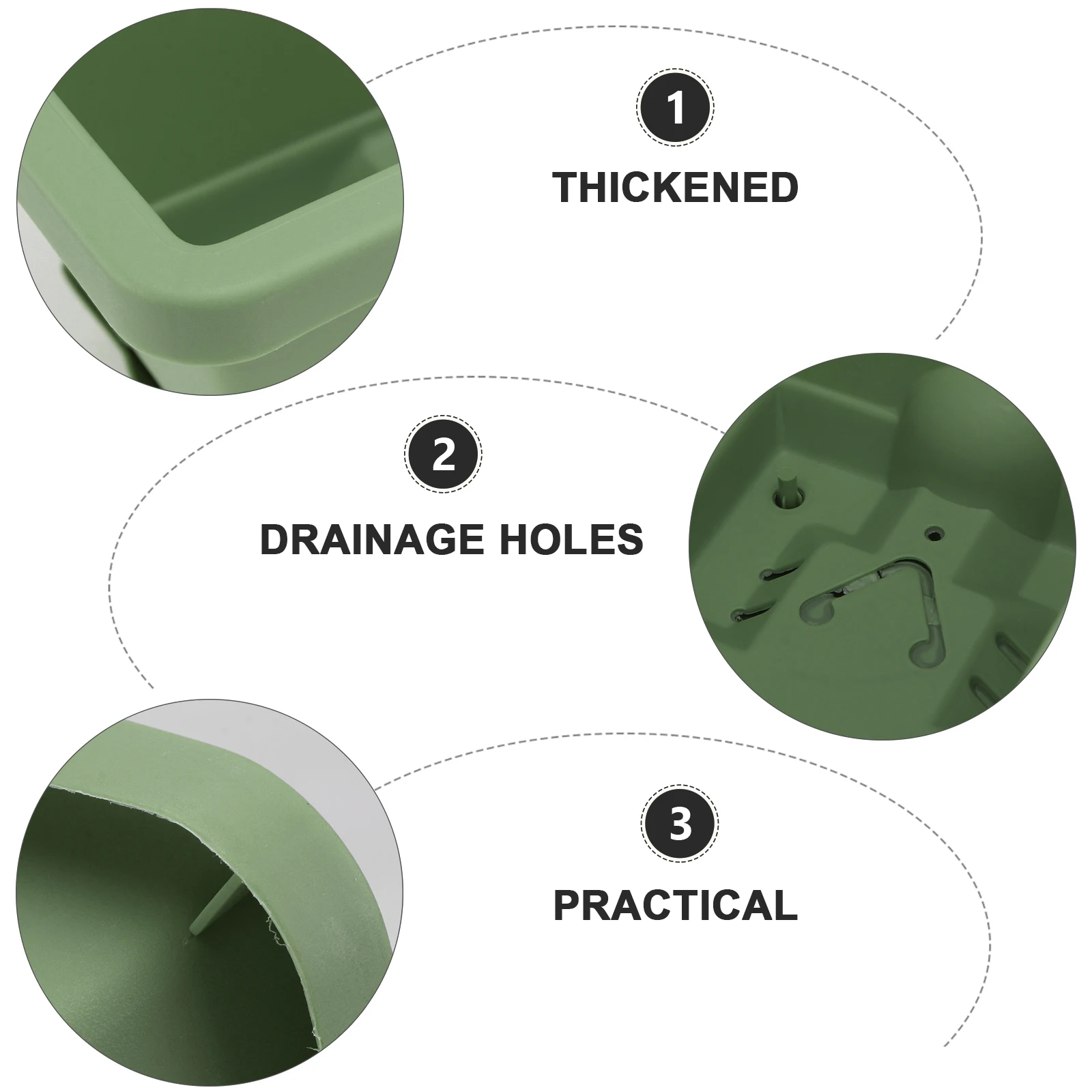 

Large Rectangular Plant Pots Thickened Design Vegetable Planting Pots Outdoor Resin Basin Green Durable Drainage Holes