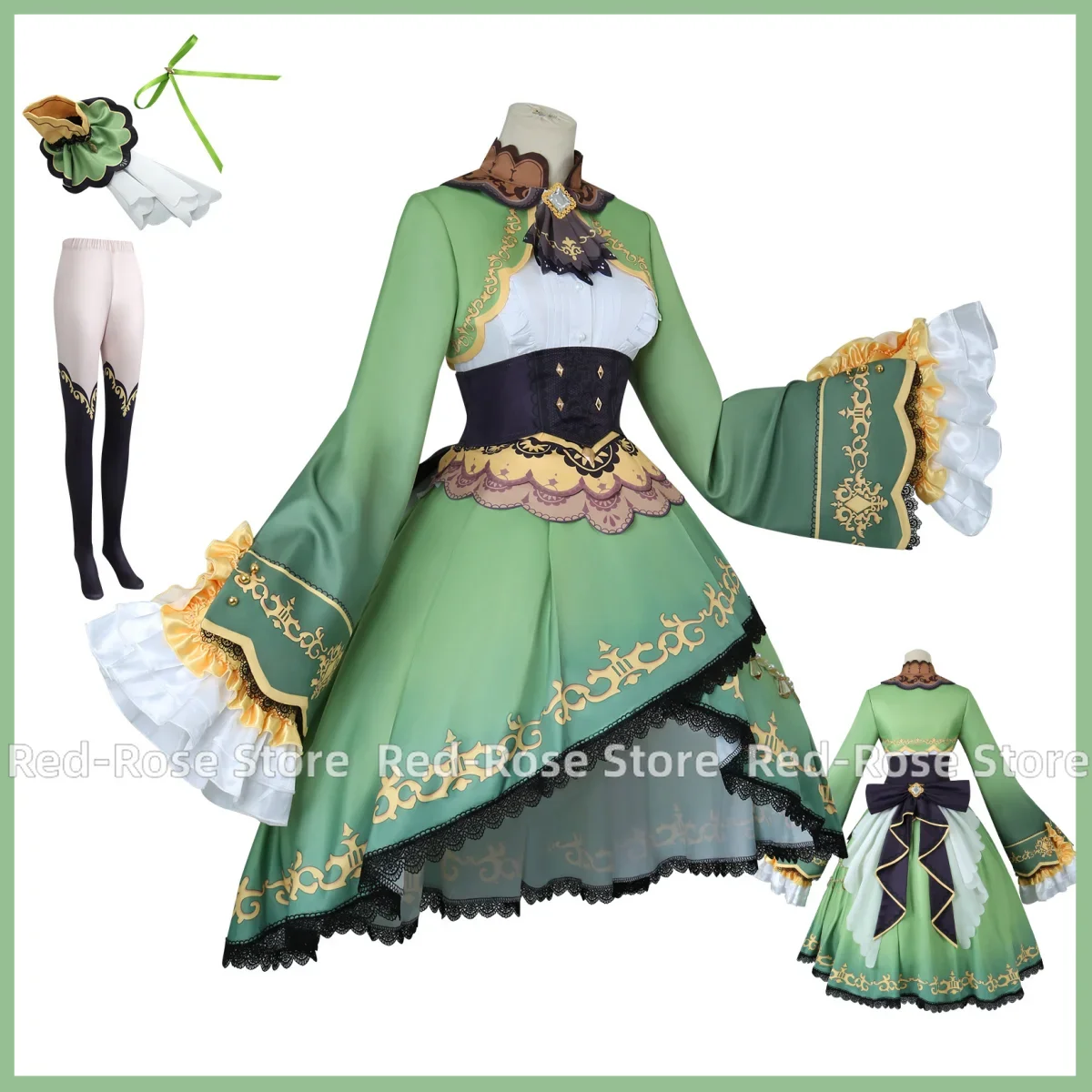 Anime Game Umamusume: Pretty Derby Satono Diamond Cosplay Costume Wig Green Princess Dress Lolita Woman Kawaii Carnival Suit