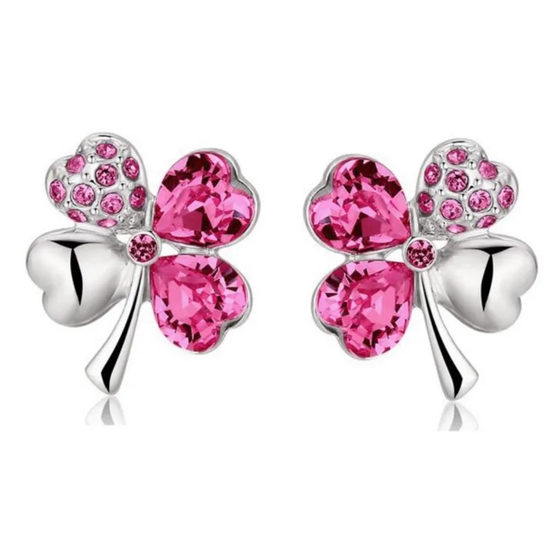 four Leaf Clover earring stud Quality popular Austrian Crystal classic fashion jewelry charm summer girl gifts birthday wedding