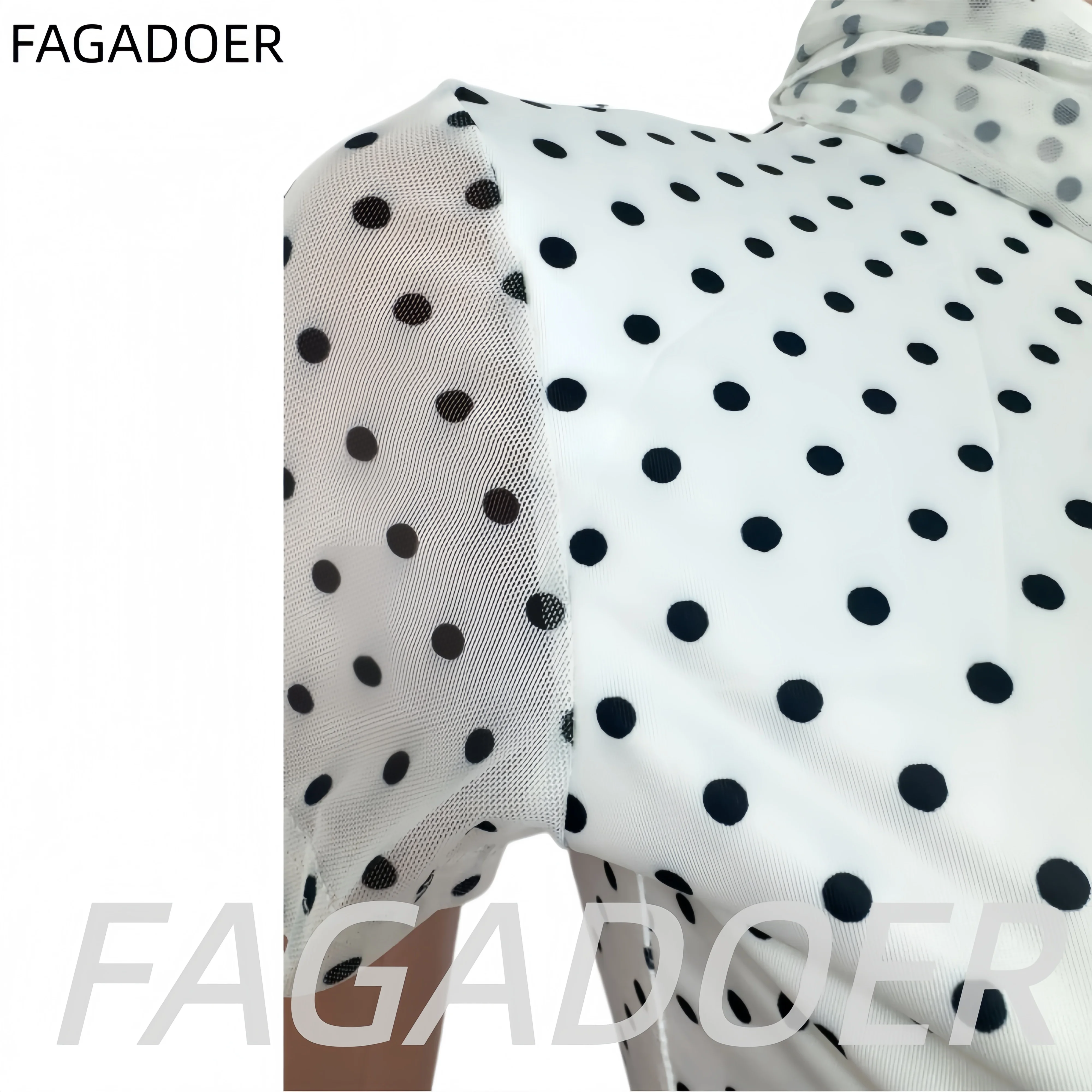 FAGADOER Sexy Polka Dot Hollow Out 3 Piece Sets Women Scarf + Ruched Stand Collar Crop Top and Mini Skirt Outfits Streetwear view 6
