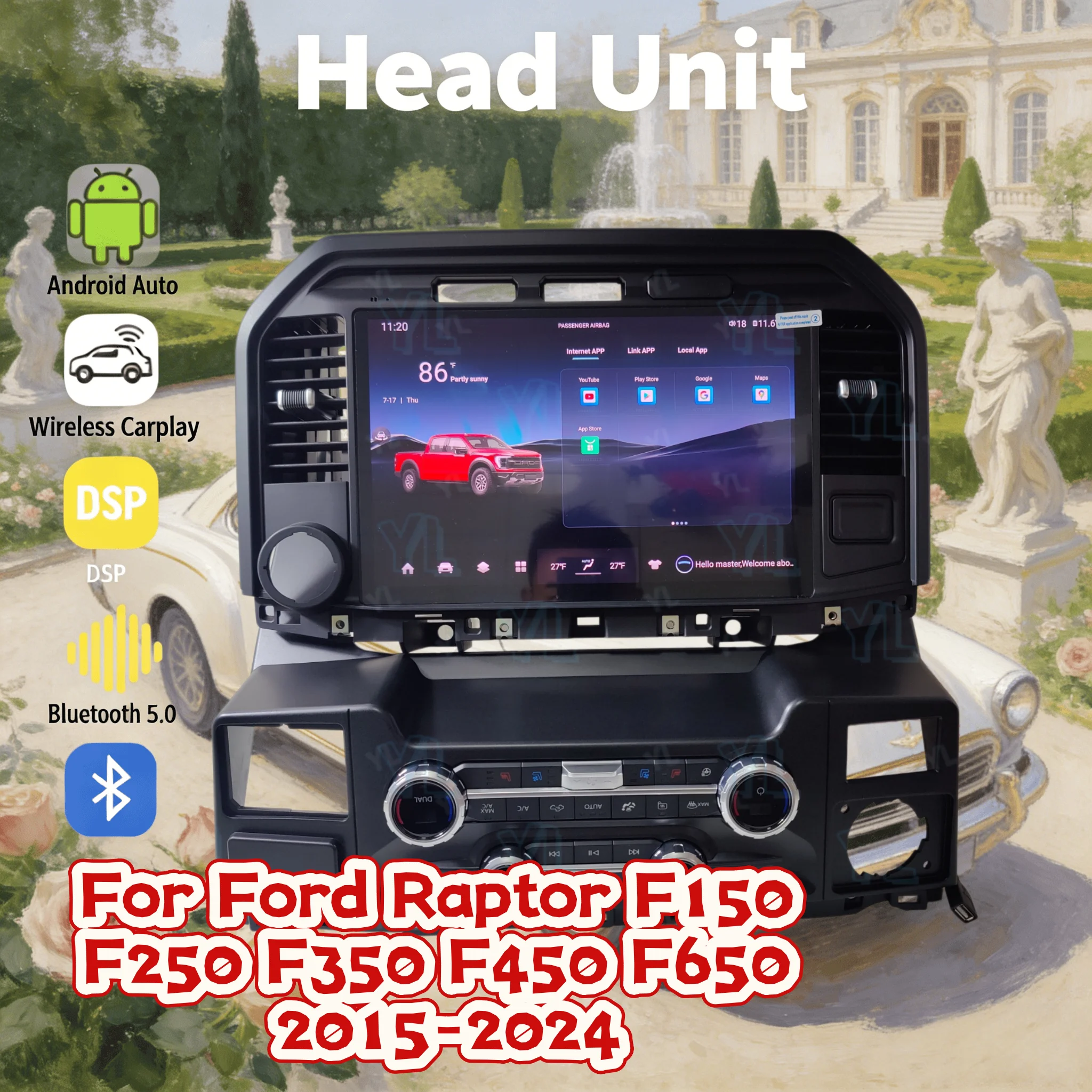 

Автомобильное радио 13,3 дюйма с Carplay для Ford F150 Raptor 2015-2024, GPS-навигация, мультимедийный плеер, усилитель TDA7851, DSP, Bluetooth 5,0