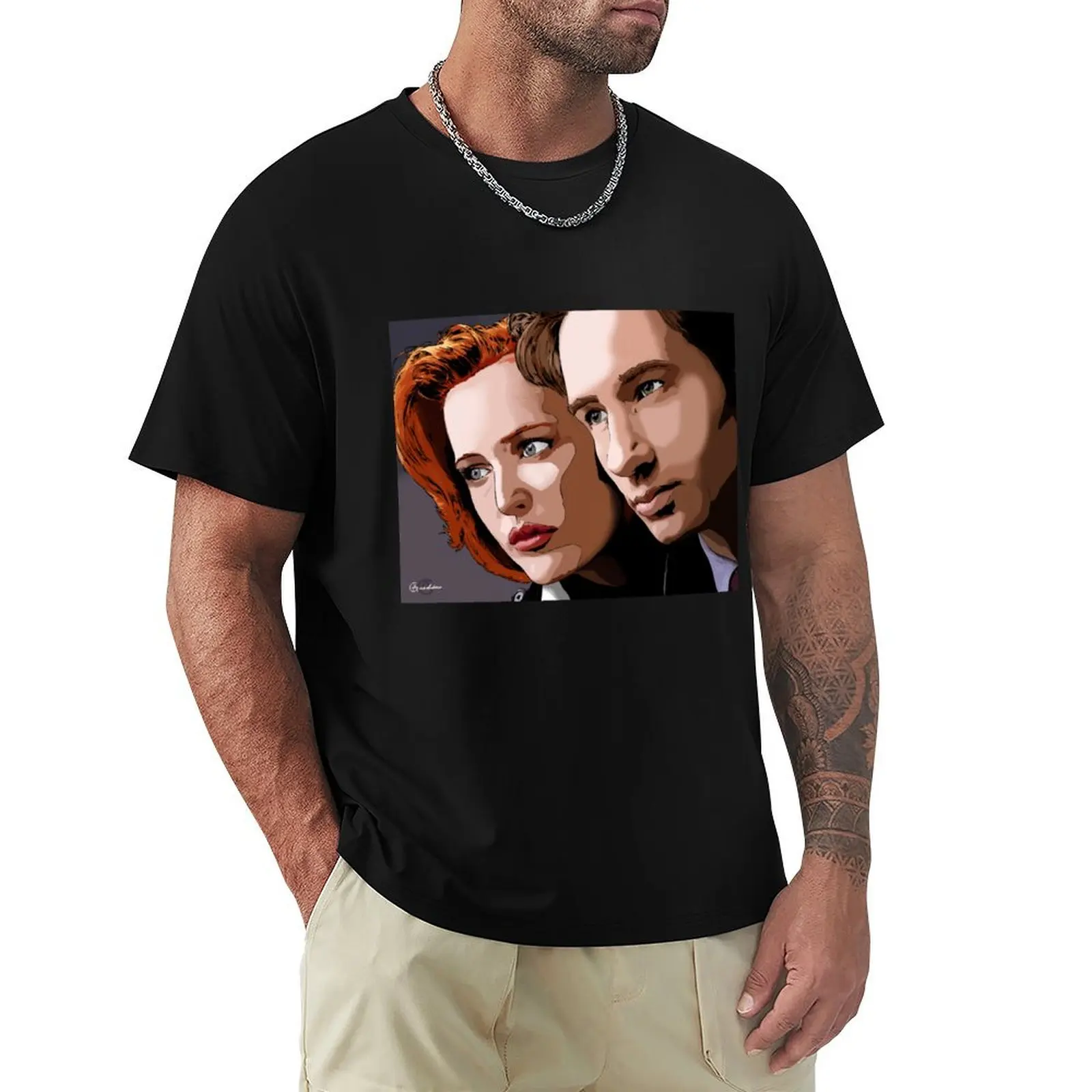 

Mulder & Scully T-Shirt cotton man t-shirts oversized custom t shirt anime figures mens fashion