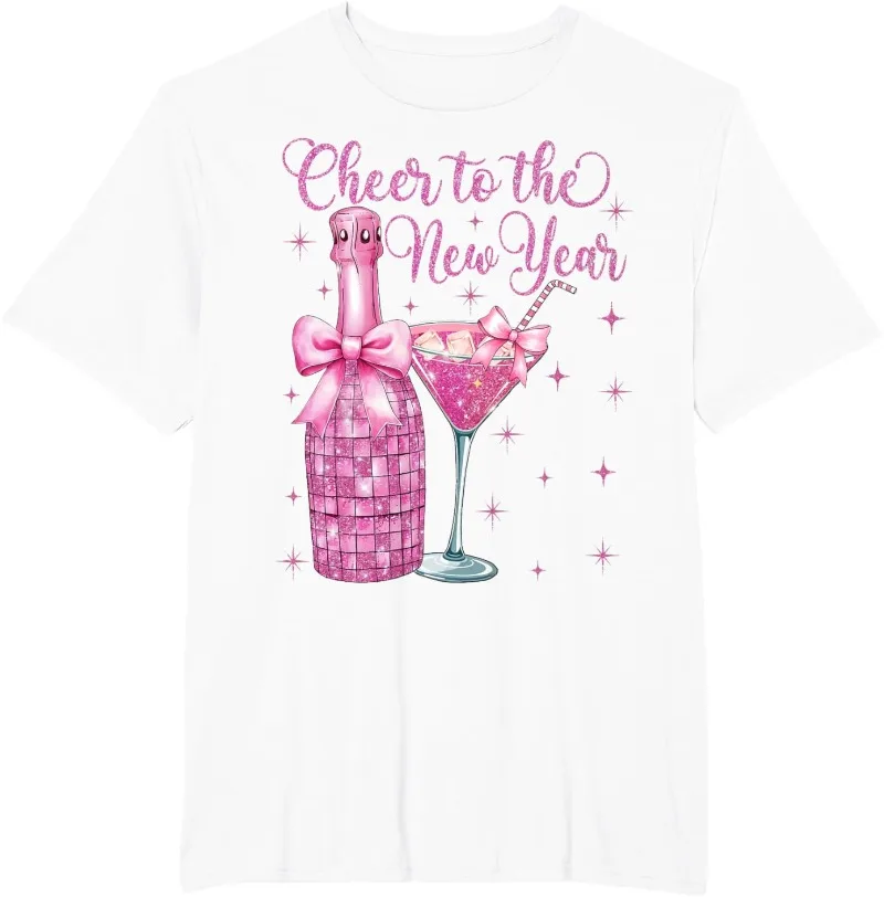Party T-shirt Cheer To The New Year Happy New Year 2026 Cotton Retro Street Fashion Men's Shirt Short Sleeve Design Printed Tops