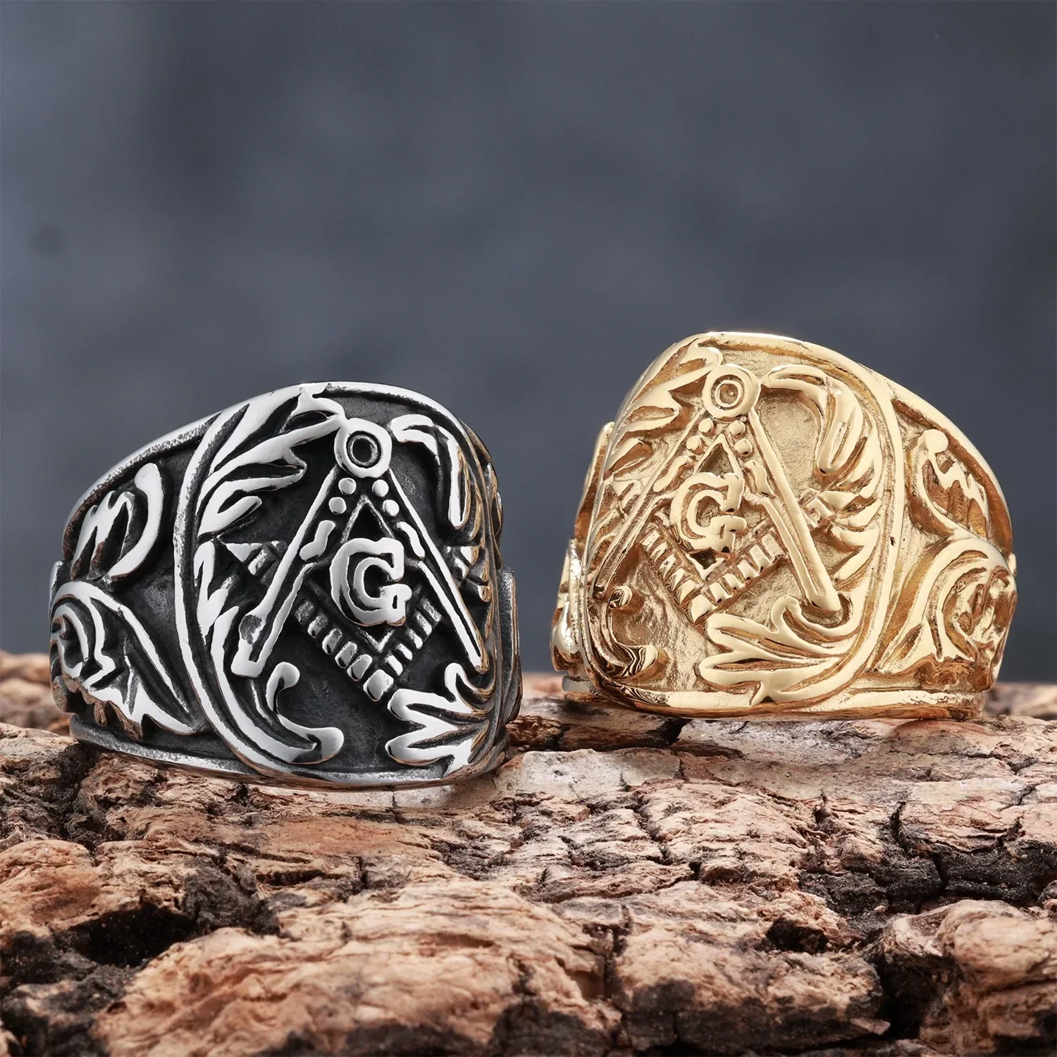 

Retro-style Masonic powerful men's brother ring