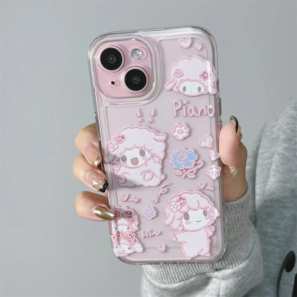 lovely pink blue little Sheep clear case protection for iphone 15 14 13 12 11 Pro Max X 7 8 Plus SE 2020 XS XR 15plus cover