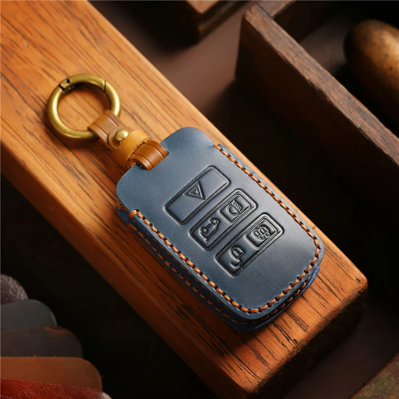 

High Quality Leather Car Remote Key Cover Case Holder shell For Land Rover RangeRover Sport Evoque Freelander Velar Discovery