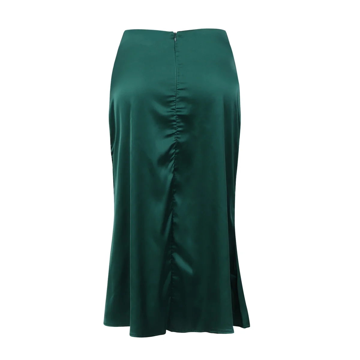 Women's Satin Mid Length Skirt Summer High Waist A Line Swing Skirt Elegant Casual Skirt M Green