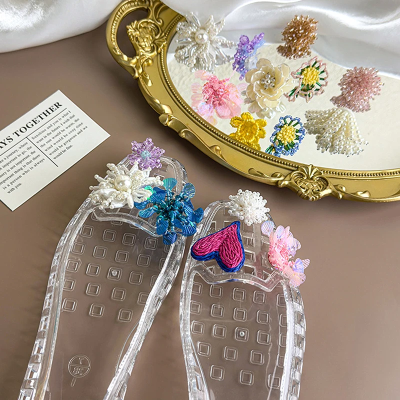 Handcrafted Crystal Beaded Jelly Shoes Shoes Buckles Sandals Accessory DIY Decorative Shoe Flower Slippers Jewelry Accessories