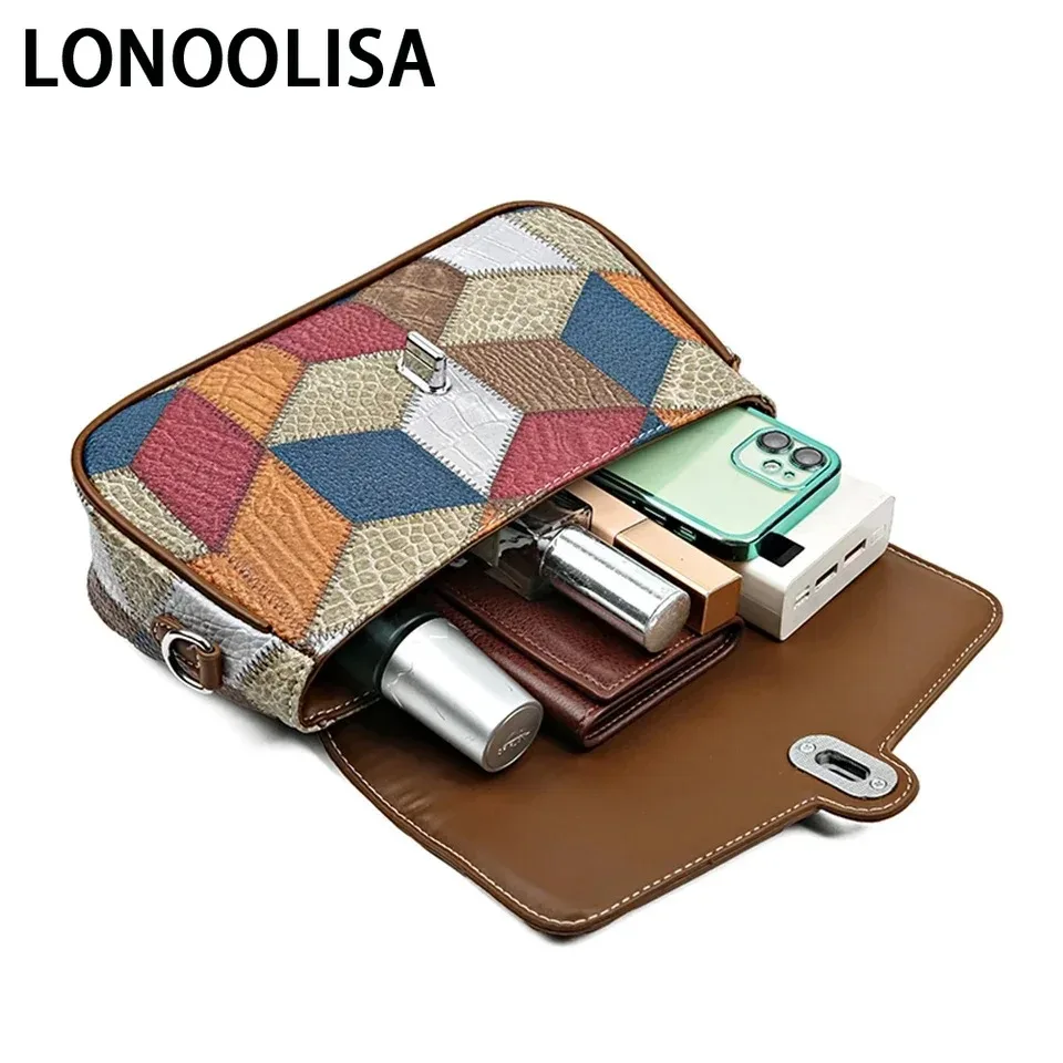 Ladies Messenger Bag New Color Splicing New Trendy Wide Shoulder Strap Small Square Bag Retro Casual Simple Crossbody Bag