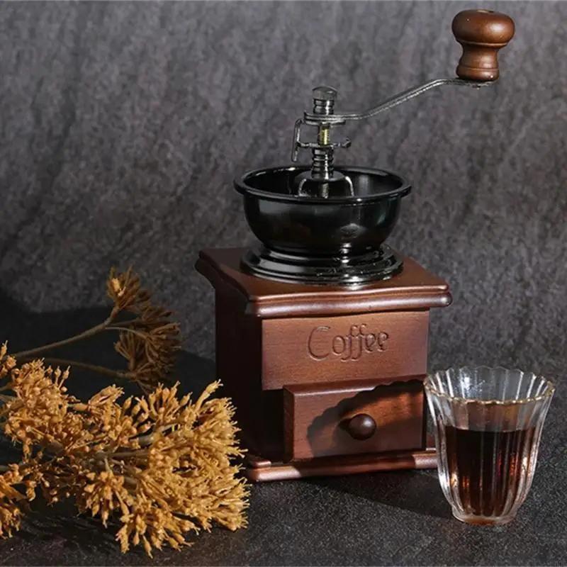 エスプレッソとフレンチプレスのためのマニュアルコーヒー豆グラインダーレトロスタイルのハンドクランク