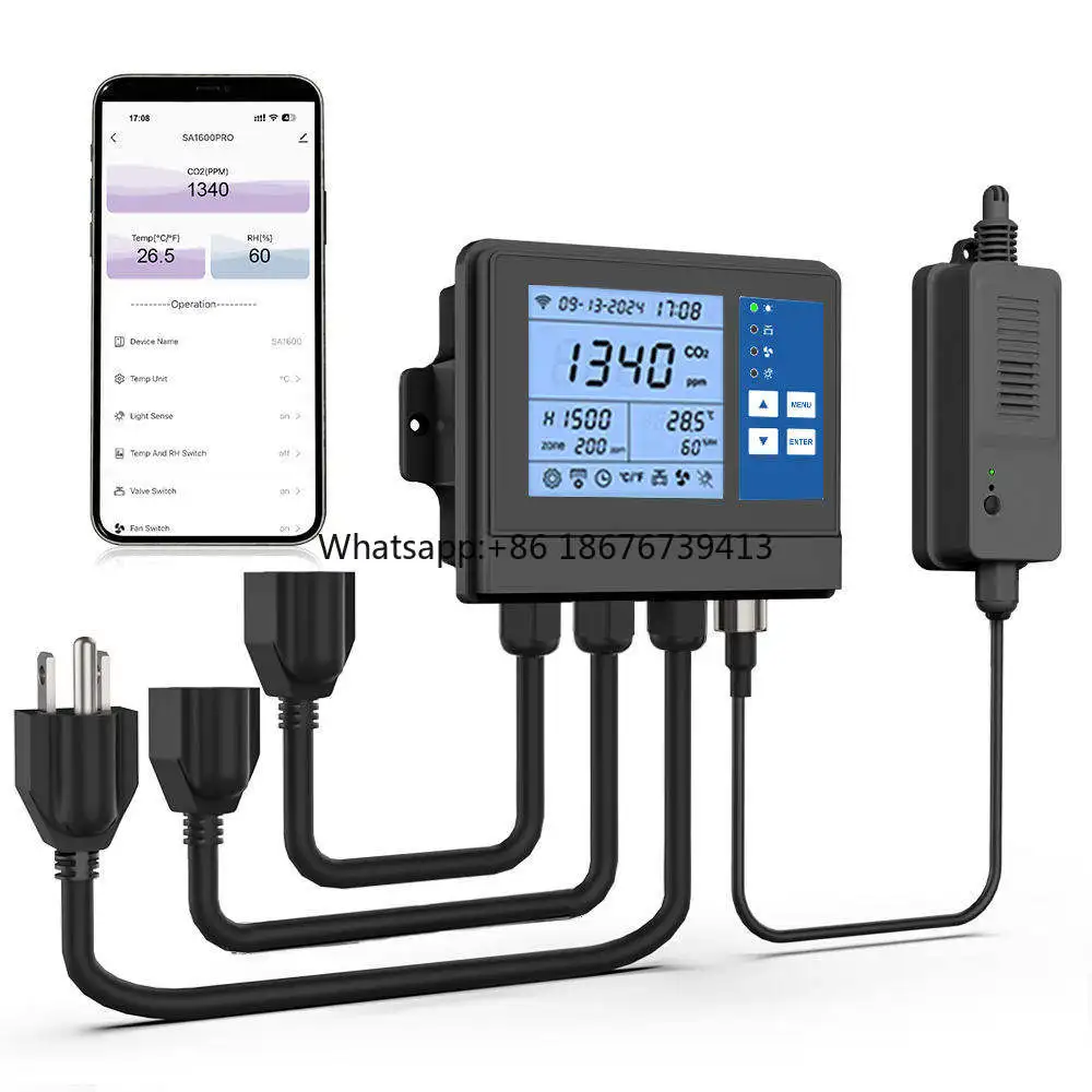 WiFi-Controlled Hydroponic Growth Chamber Gas Analyzers Green House Exhaust Fan & CO2 Regulator for Optimal Grow Room Climate