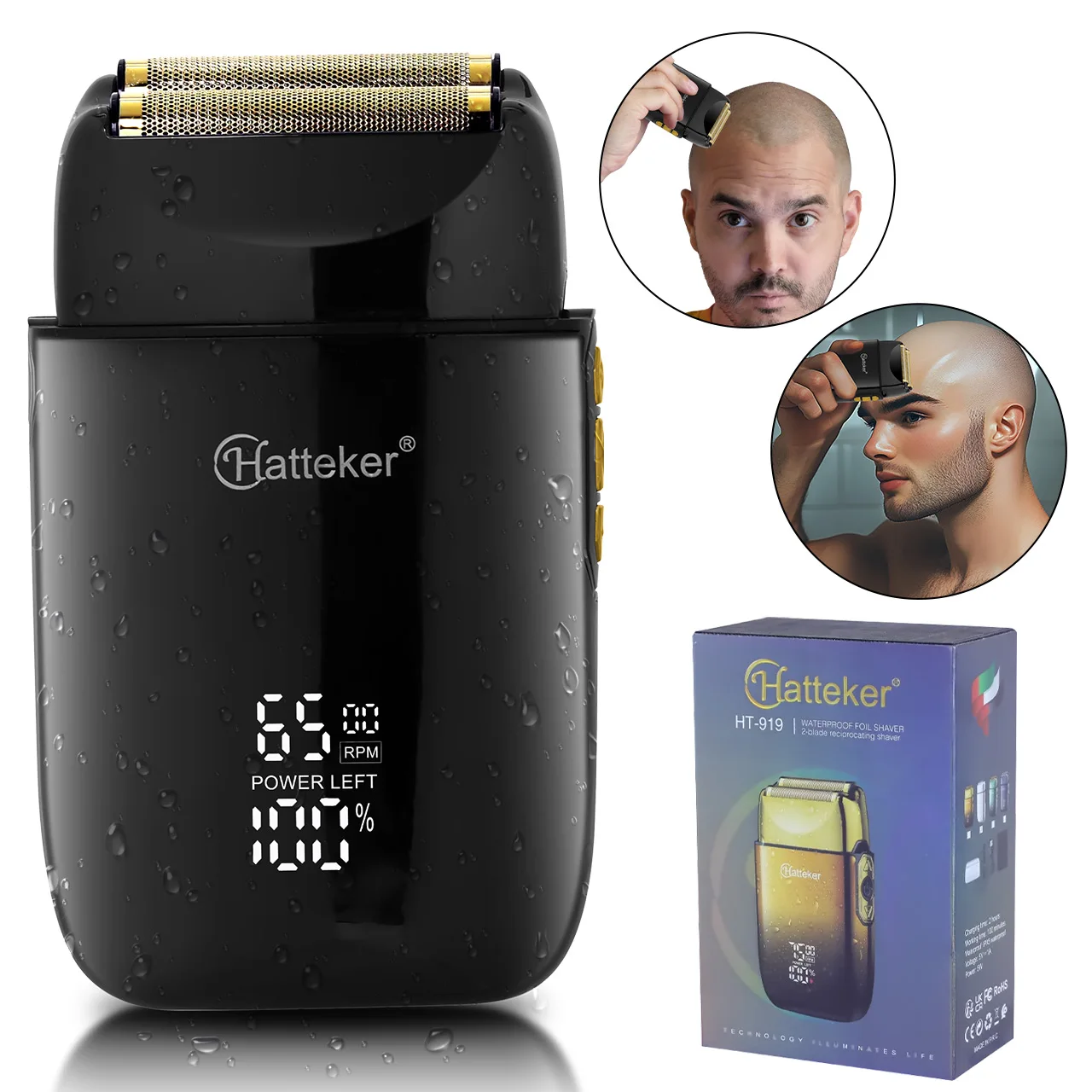 

Hatteker Cordless Beard Trimmer Men Rechargeable Electric Shaver Built-in Vacuum Clipper for Mustache Sideburns IPX6 Washable