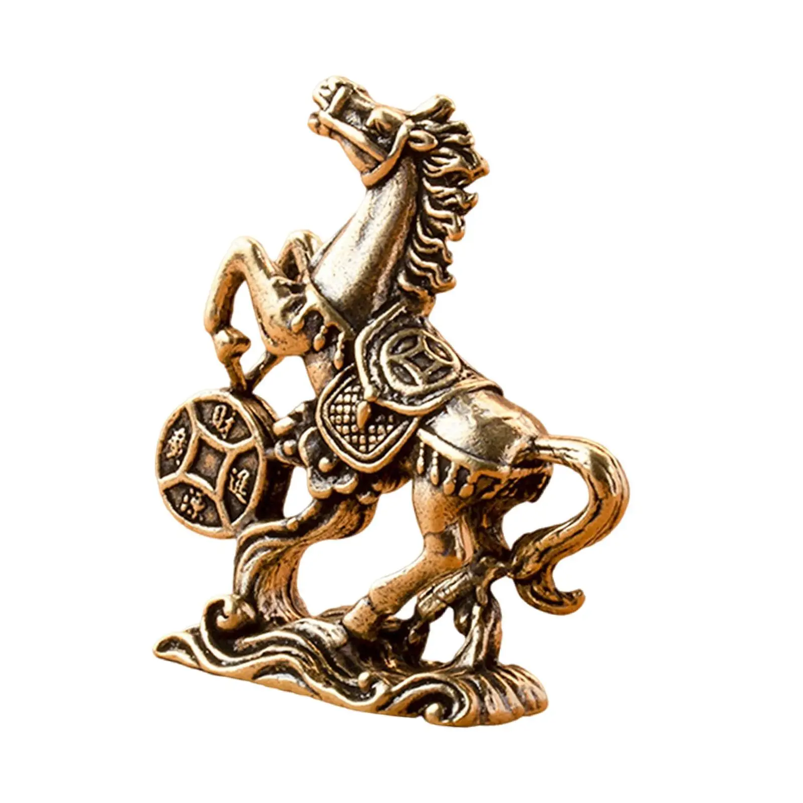 Money Running Horse Statue Brass Collectible Animal Sculpture Gift for Friends Feng Shui Home Decor