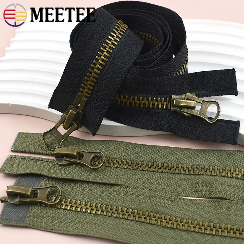 1/2Pcs 8# Metal Zipper 70/80/90/100/120cm Double Sliders Zippers for Coat Down Jacket Zip Repair DIY Garment Sewing Accessories