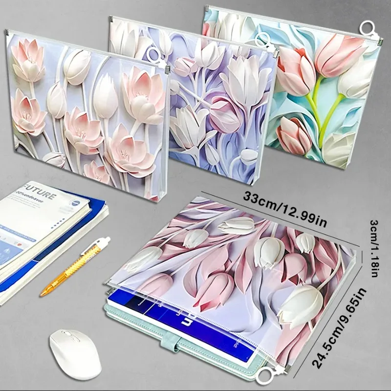 4Pcs Heavy-Duty PP Plastic A4 Expanding File Folders-For School, Office, Home, Durable Ring Binders for Paper Document Storage