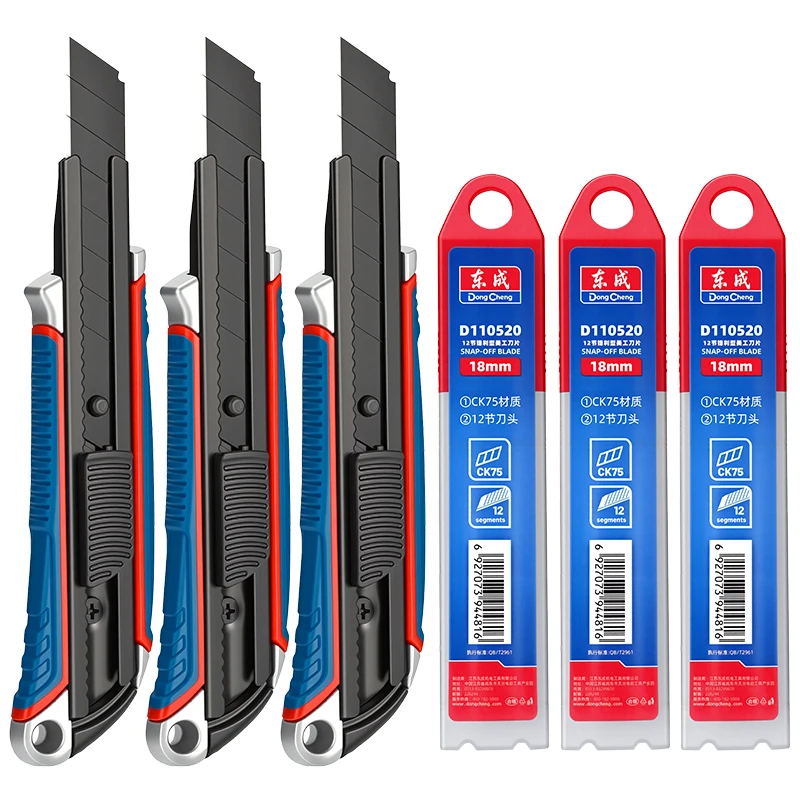 Heavy-Duty Utility Knife with Aluminum Handle - Black SK5 Blade, Accepts 18mm Blades, Anti-Glare Finish for Professional Cutting