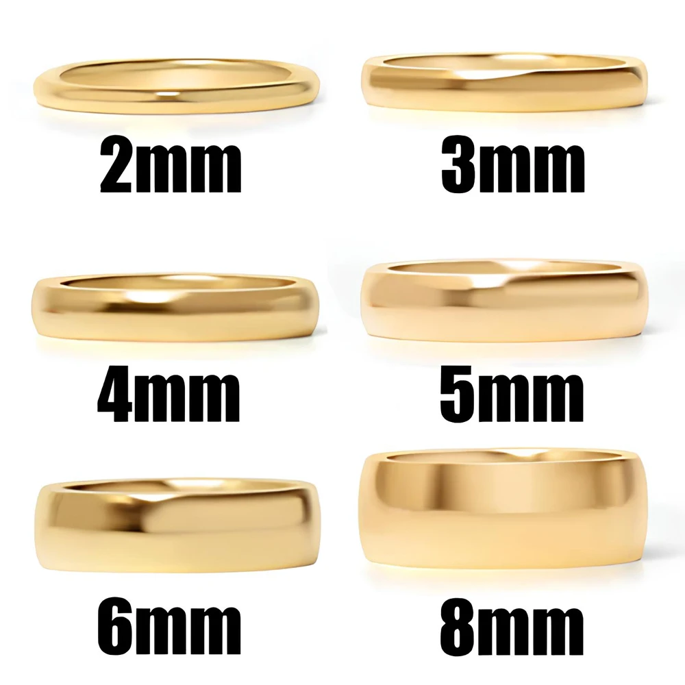 Simple 8MM Stainless Steel Band Rings For Women Trendy 18K Gold Plated Waterproof Jewelry Best Friend Gift Never Fade