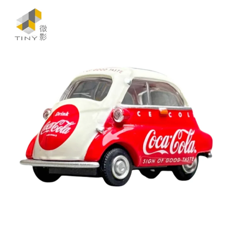 1:64 BMW Isetta Coca-Cola painted alloy static model, children's collection of decorative toys, holiday gifts for children.