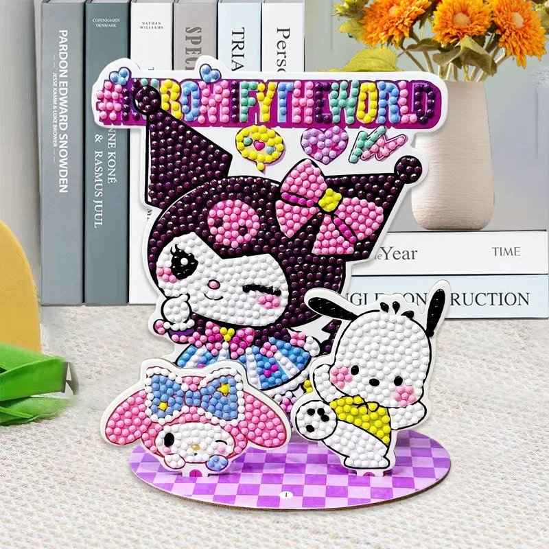 Sanrio Kulomi Melody Diamond Painting 3D cartoon handiwork stereoscopic cardboard desktop child Diamond painting 15*18cm