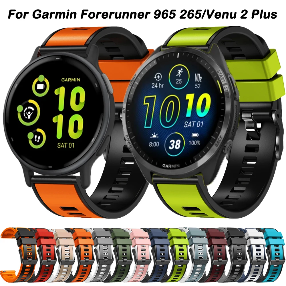 สายซิลิโคน20มม. 22มม. สำหรับ Garmin Forerunner 965 265 745 645สายนาฬิกาข้อมือ vivoactive 5 4 3 venu 2 plus SQ สร้อยข้อมือ Correa