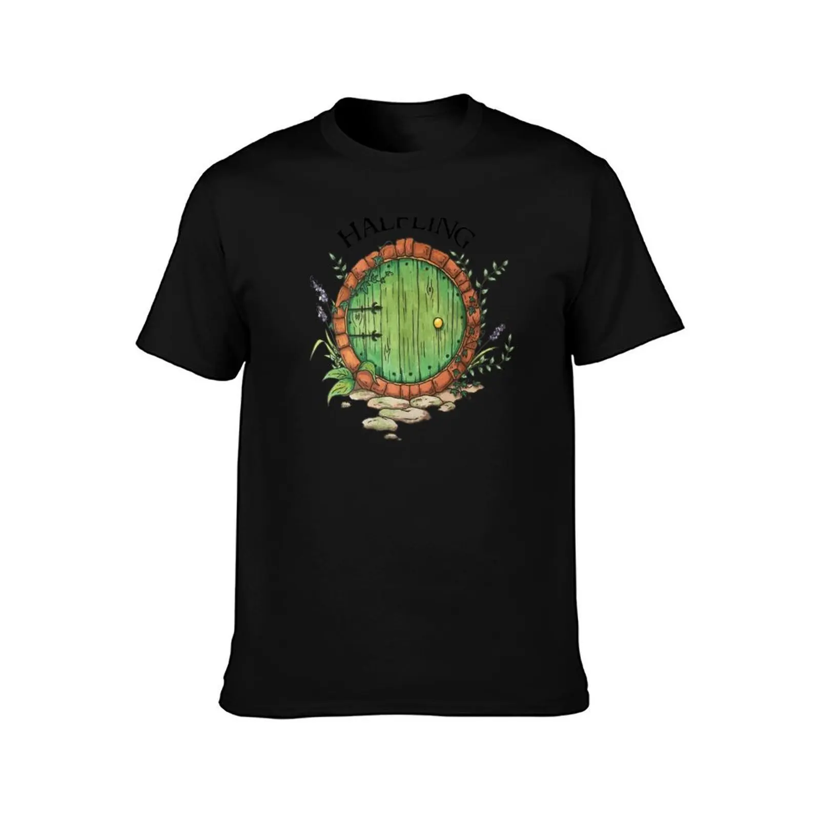Cute Halfling T-Shirt, Summer Casual Cotton Tee, Oversized Streetwear Tops, Vintage Graphic Print, Loose Fit Short Sleeve