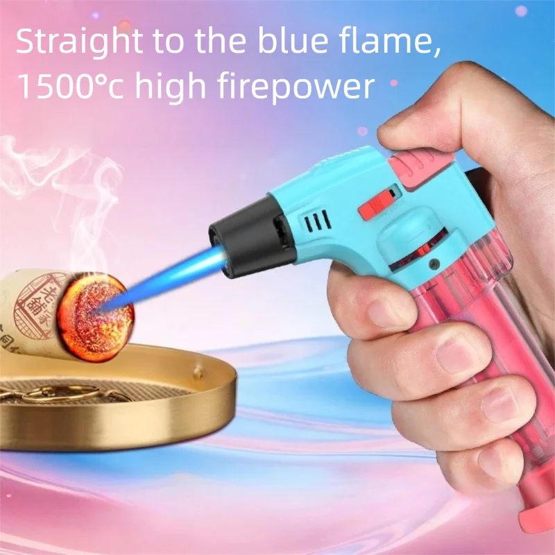 2026 New Macaron Color Outdoor Windproof Butane Inflatable Lighter, Cigar Welding Gun Spray Gun Ignition Gadget
