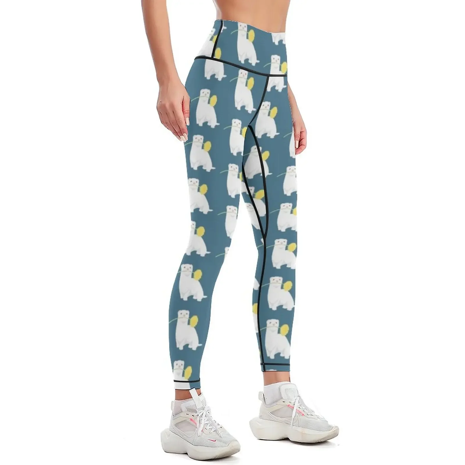 Cute albino ferret with dandelion flower Leggings for physical Golf wear workout shorts sports shirts gym Womens Leggings