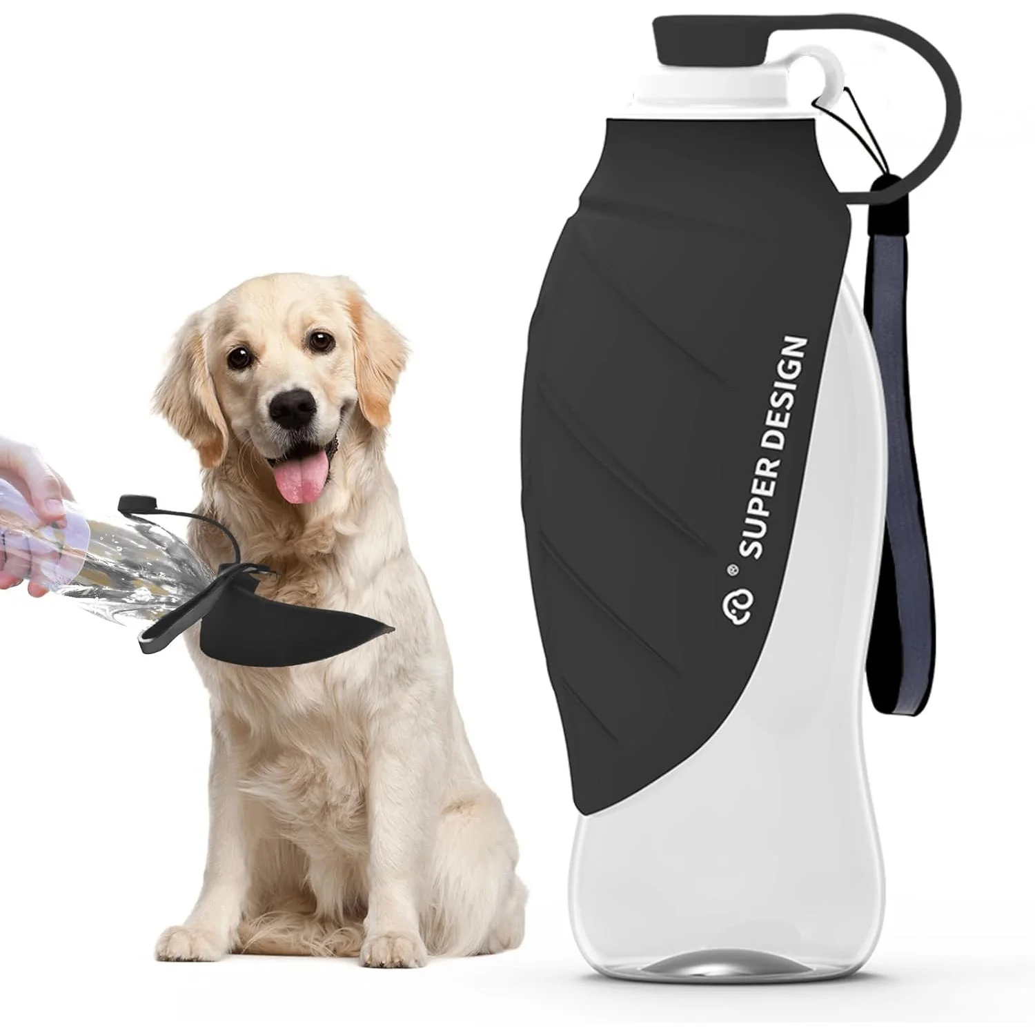 19.6OZ Portable Dog Water Bottle for Small to Large Dogs, Leak Proof Dog Travel Summer Reflective Hanyard Silicone Accessories