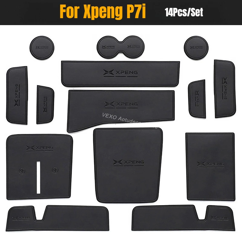 

‌For Xpeng P7i Car Storage Slot Mats Leather Car Cup Holder Mat Door Tray Dustproof Electric Vehicle Interior Protective Cover