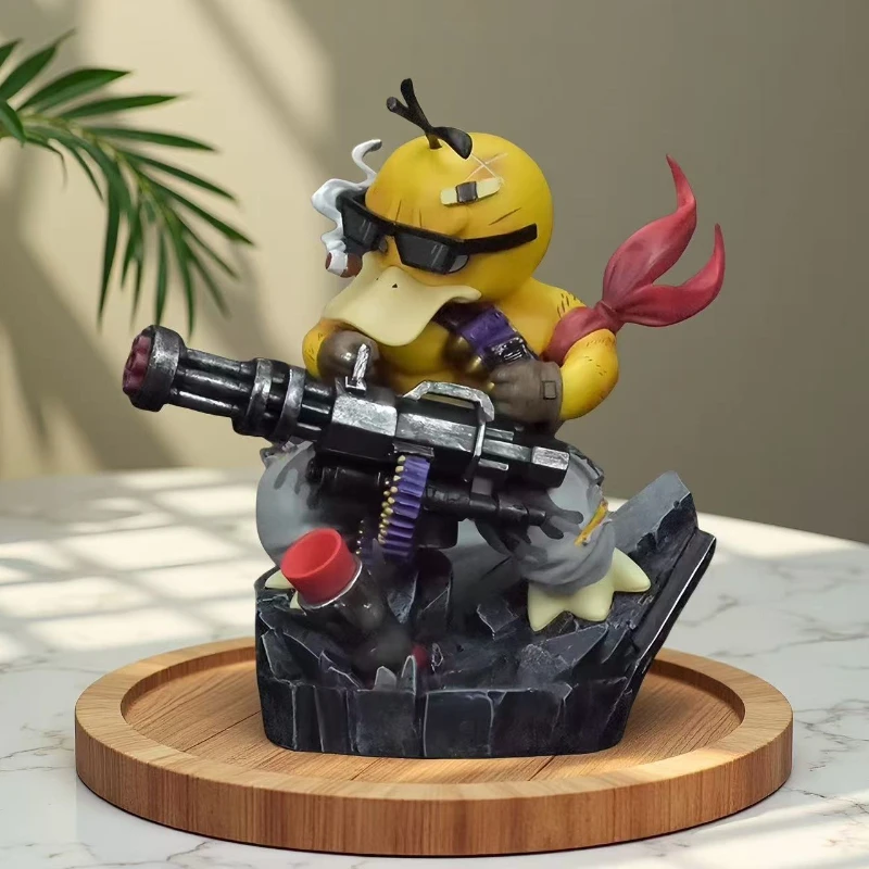 

16cm Anime Fighting Psyduck Figure Digimon Adventure Figures Gatling Gun Model Cos Contra Figurine PVC Ornament Toys Doll Gfits