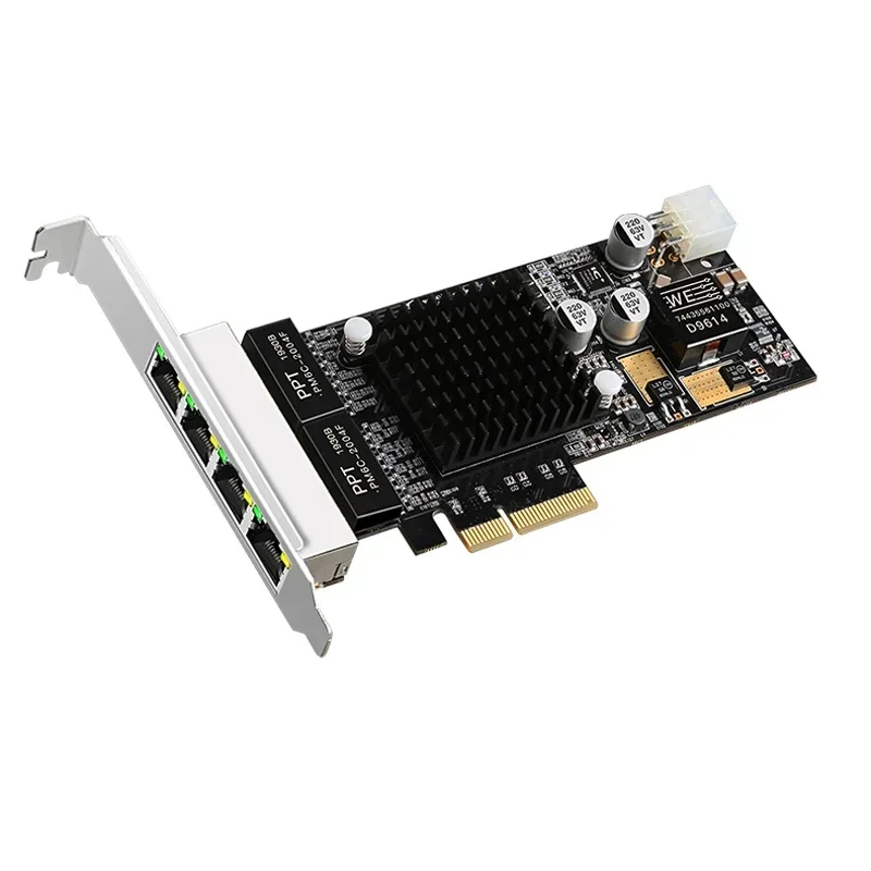 4 Quad Port Intel I350 RJ45 POE Network Card PCI-E PCIe 4X Network Adapter 10/100/1000Mbps