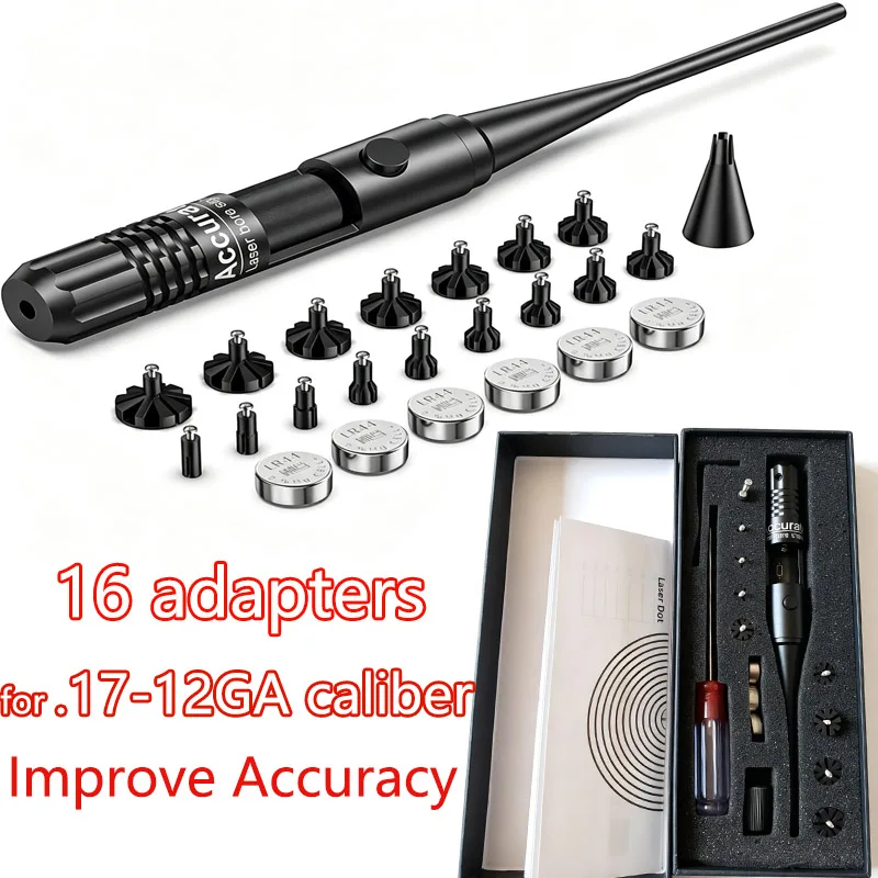 

High Precision Bore Sighter Kit Red Dot Calibration Alignment Tool with Adapters for .177 to 12GA Caliber Red Dot BoreSighter Hu