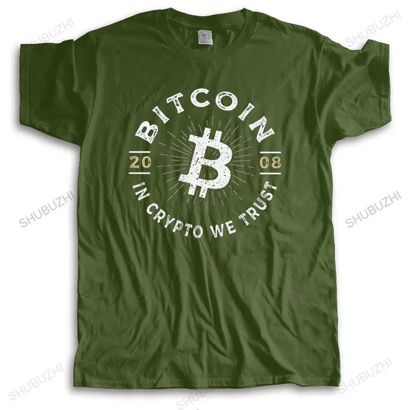 Vintage Bitcoin In Crypto We Trust Tshirts Men Short Sleeves Casual T Shirt Cool Blockchain BTC T-shirt Pure Cotton Tee Appare