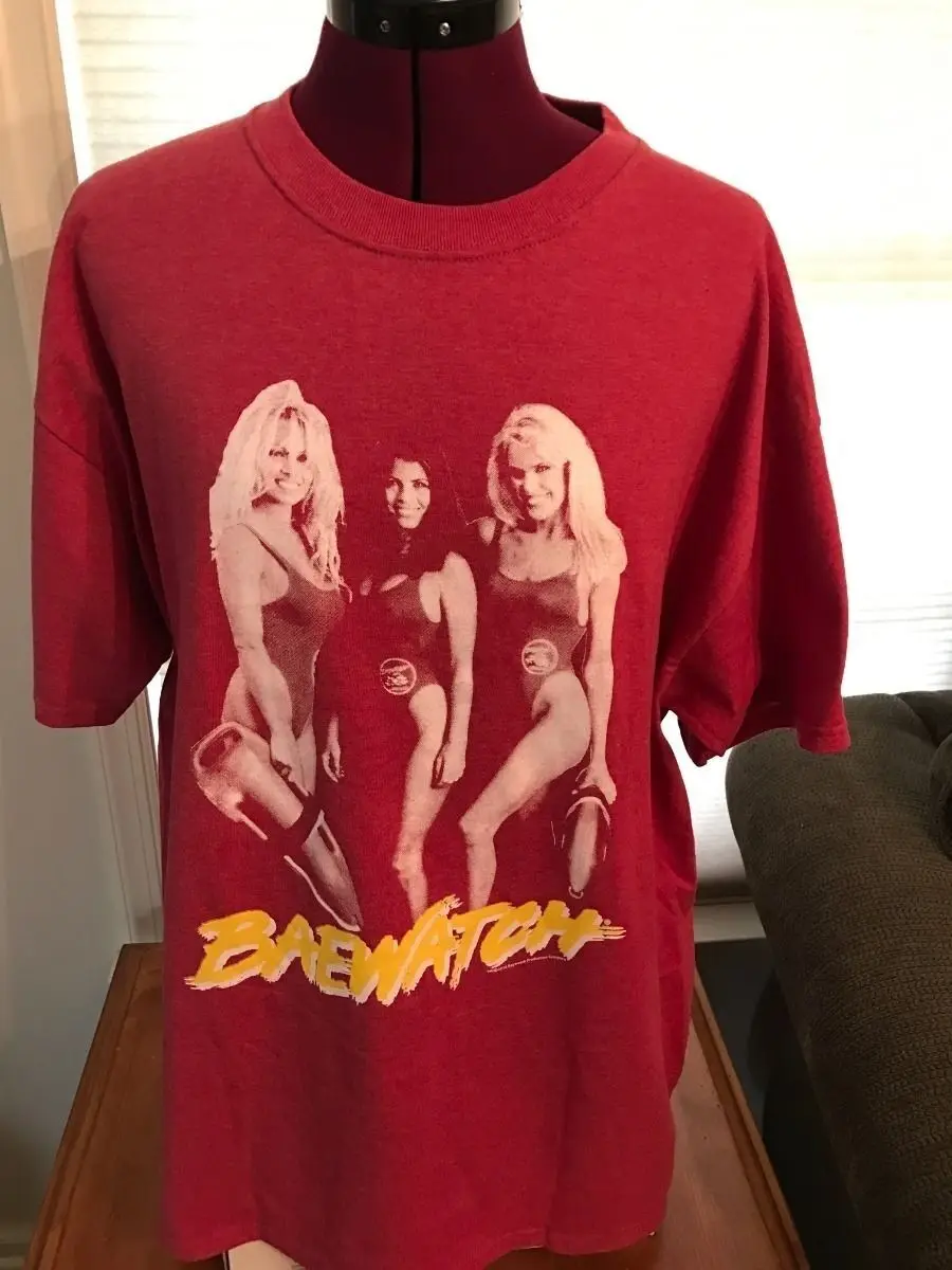 NEW NWT BAEWATCH BAYWATCH RED MEN'S T SHIRT SZ XL COTTON POLY Pamela Anderson