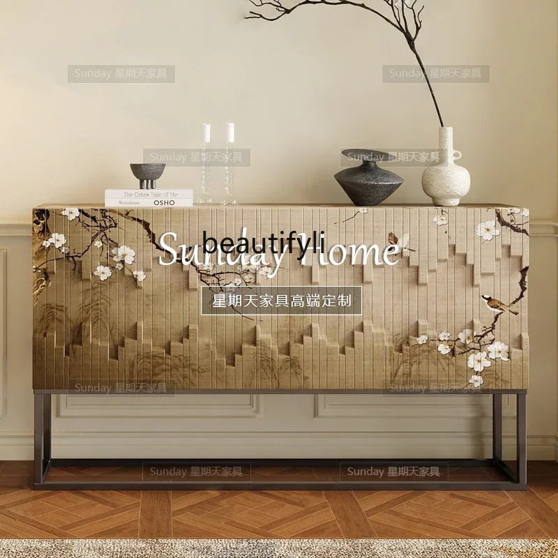 

Carved French simple painting locker, national style medieval entrance cabinet