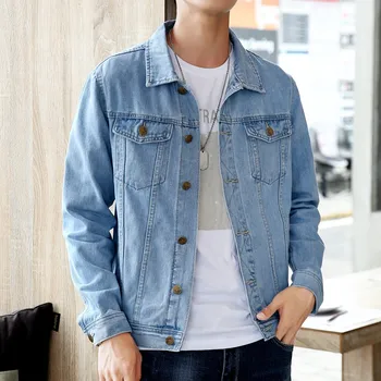New Spring Autumn Men's Denim Jackets Casual Streetwear Outerwear Solid Color Single Breasted Turn Down Collar Denim Jacket Men 2 New Spring Autumn Men's Denim Jackets Casual Streetwear Outerwear Solid Color Single Breasted Turn Down Collar Denim Jacket Men 2