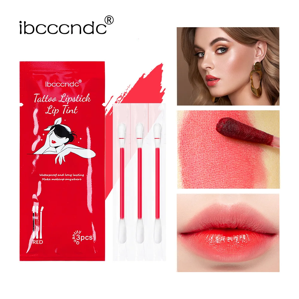 

Hot-selling Disposable Cotton Swab Lipstick Portable Waterproof Liquid Non-Stick Cup Tattoo Tint Lipgloss kit Korean Makeup