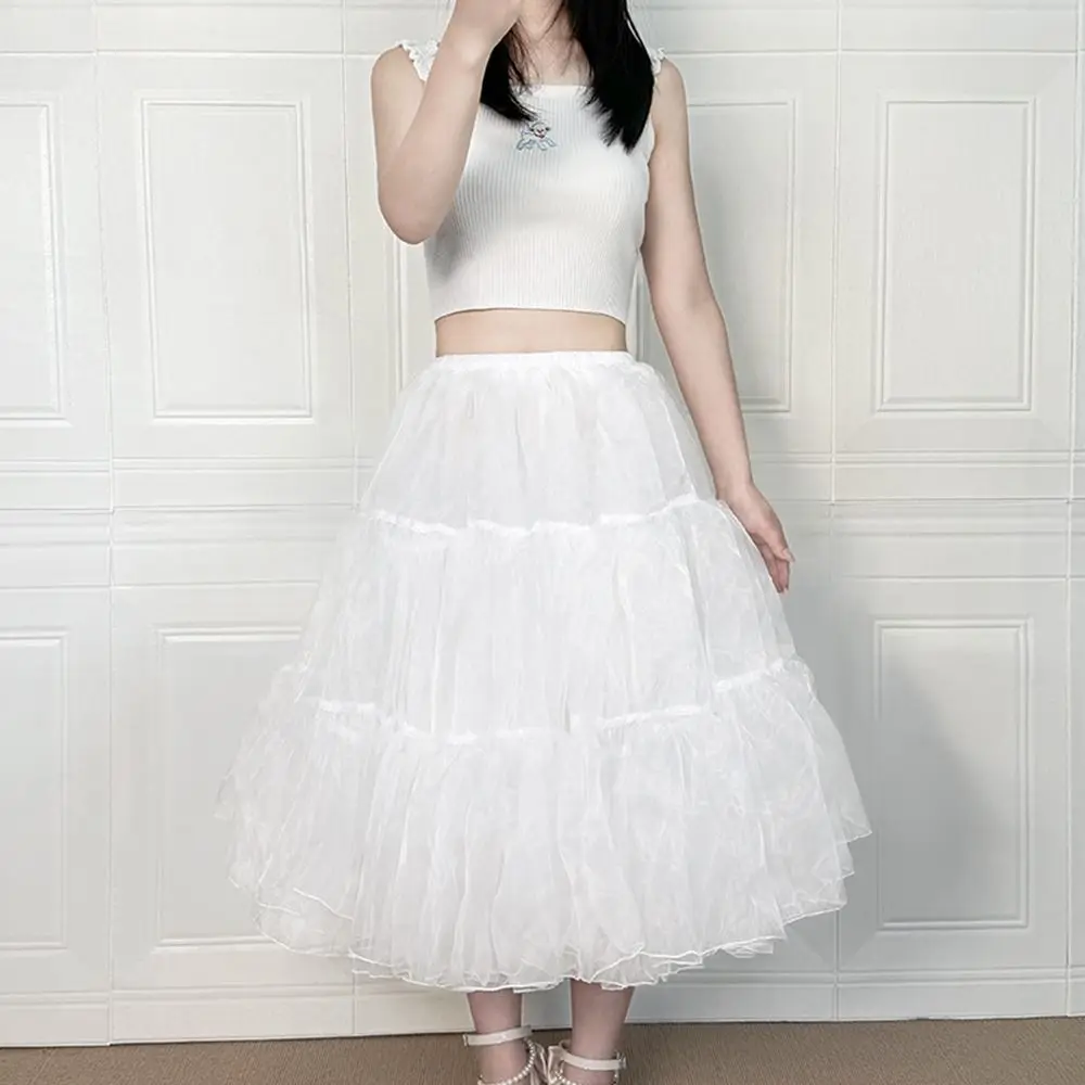 Fashion Lolita Petticoat White Without Hoop Ball Gown Petticoats Cosplay Breathable Wedding Petticoats Party Dress image 5