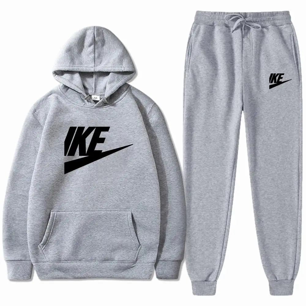 2024 Spring New Men Suits Brand Letter Print Fashion Sets Casual Pullover Tracksuit 2 Piece Hoodies Sweatshirts Plus Fleece Warm