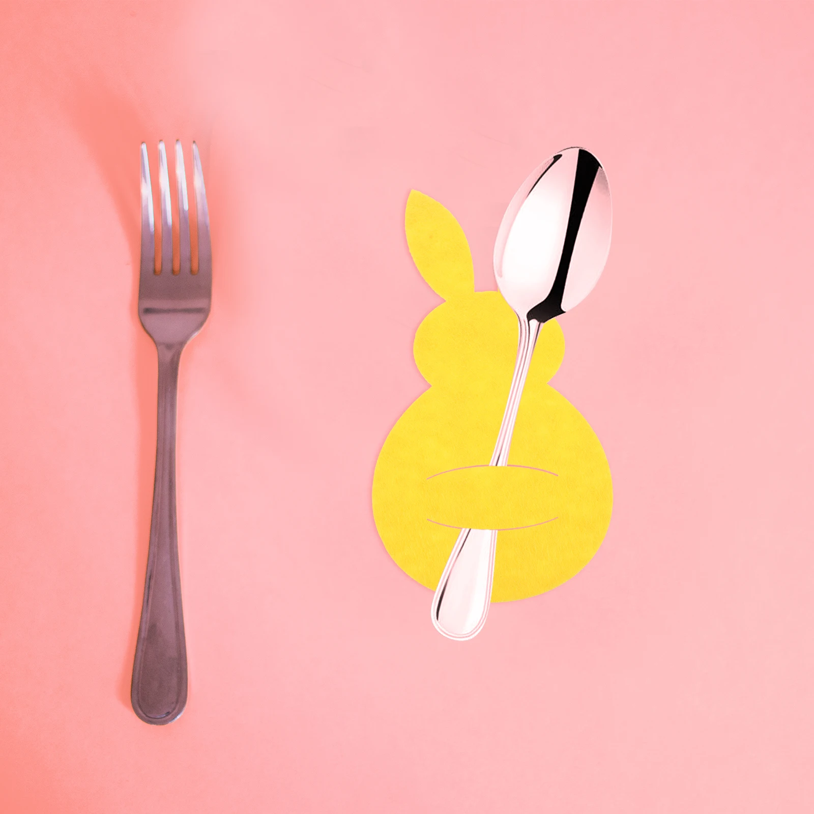 

4Pcs Easter Bunny Cutlery Bags Rabbit Design Yellow Utensil Pouches Fork Knife Organizer Tableware Set For Festivals