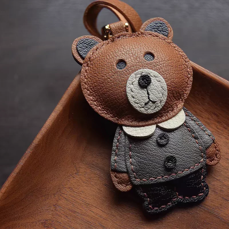 Cute Unique Sheepskin Handmade Cute Bear Key Chain Pendant Handbag Crossbody Bag Pendant Girl\'S Gift Birthday Gift Lovely