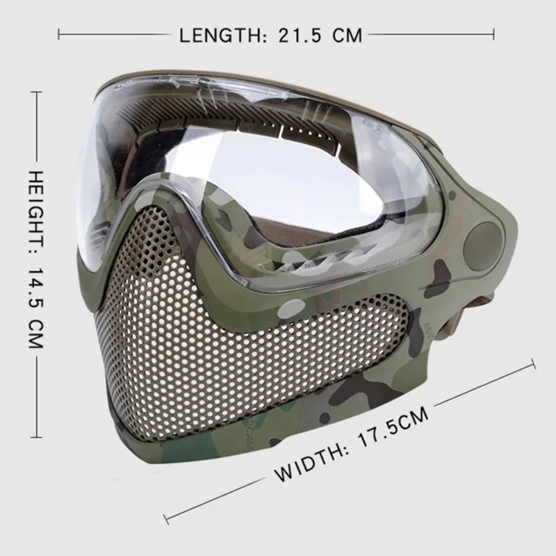 Tactical Face Mask Anti-Fog Goggle Paintball Airsoft Cs Shooting Steel Mesh Breathable Protective Head Helmet Masks Hunting Gear