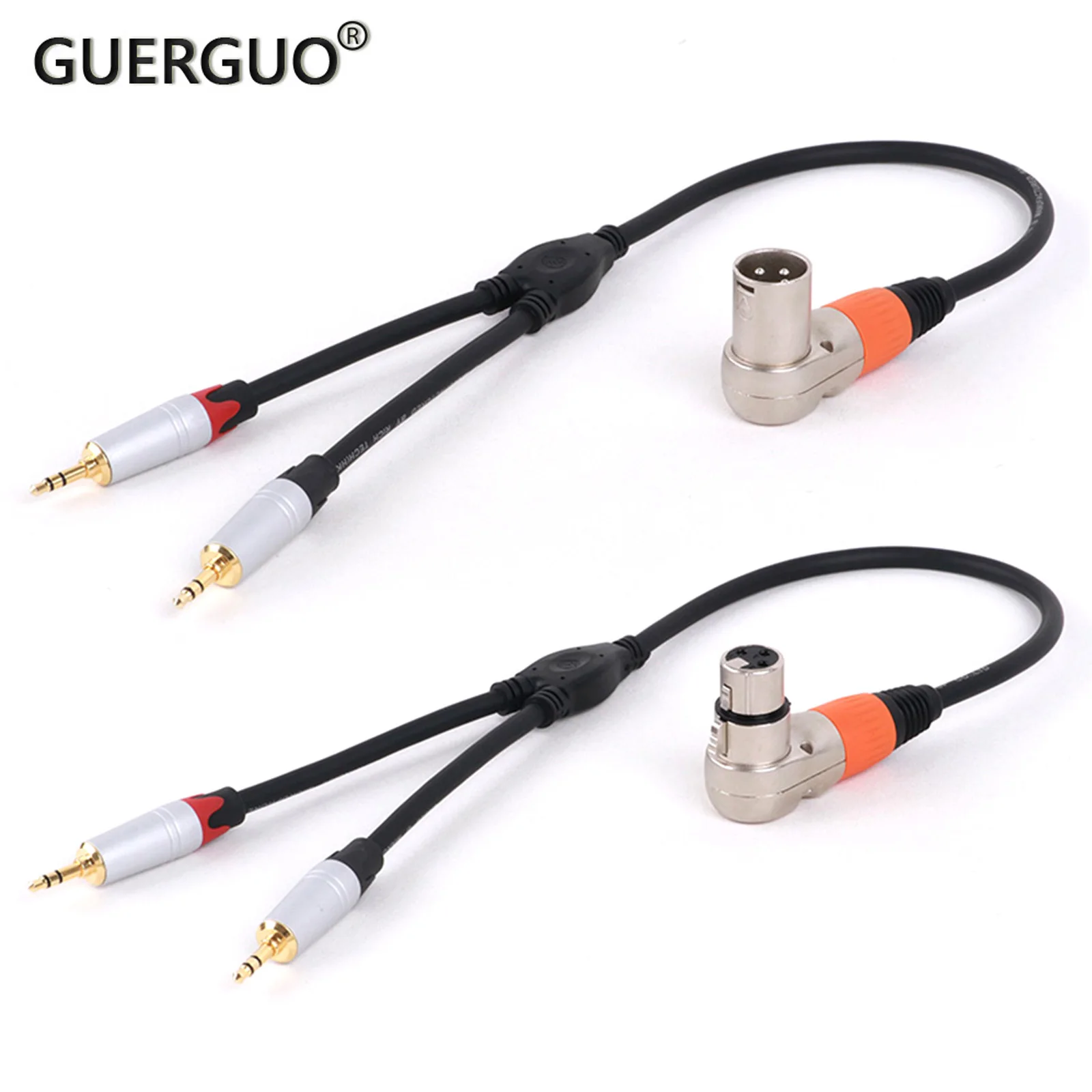 

1PCS Pin Right Angle XLR Female/Male to Dual 3.5mm Stereo Male Jack Y-Splitter Microphone Cable For Mixer Speakers Amplifiers