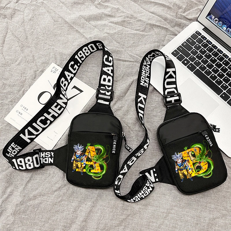 New Cartoon Dragon Ball Goku Casual Shoulder Bag for Adult Kawaii Printed Trend Crossbody Packet Sports Portable Mini Phone Bags