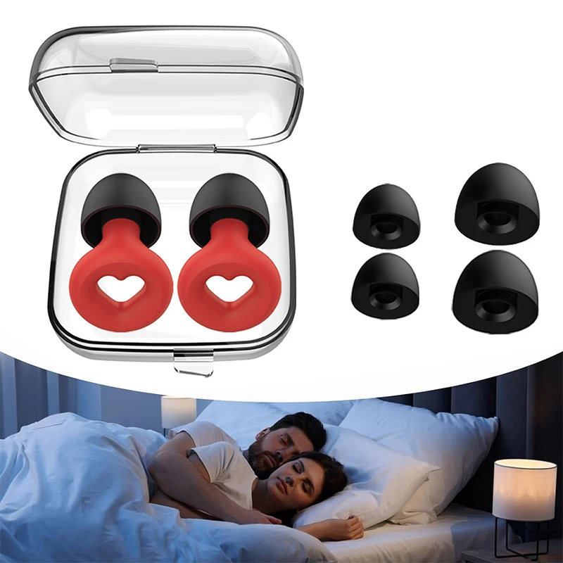 Bouchons d'oreille anti-bruit en forme de cœur, insonorisés, silicone réutilisable, sommeil profond, natation, réduction du bruit, fournitures