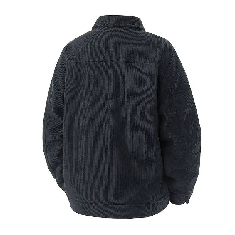 Cordjacken für Herren, Herbst-Winter-Windbreaker, einfarbige, lässige Cargo-Jacke mit mehreren Taschen, Oberbekleidung, modische Utility-Jacke – Detail 5
