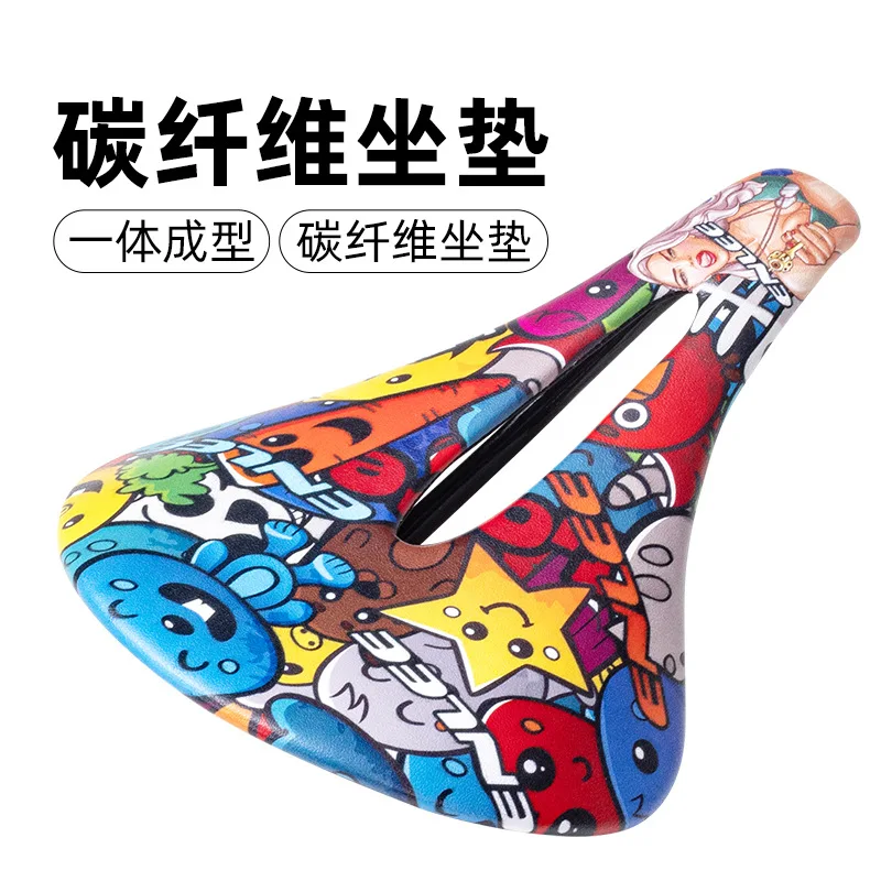 Carbon Fiber Seat Cushion Road Mountain Bike Color Saddle, Folding Seat Pack Riding Gear Ultra Light Personality Trend