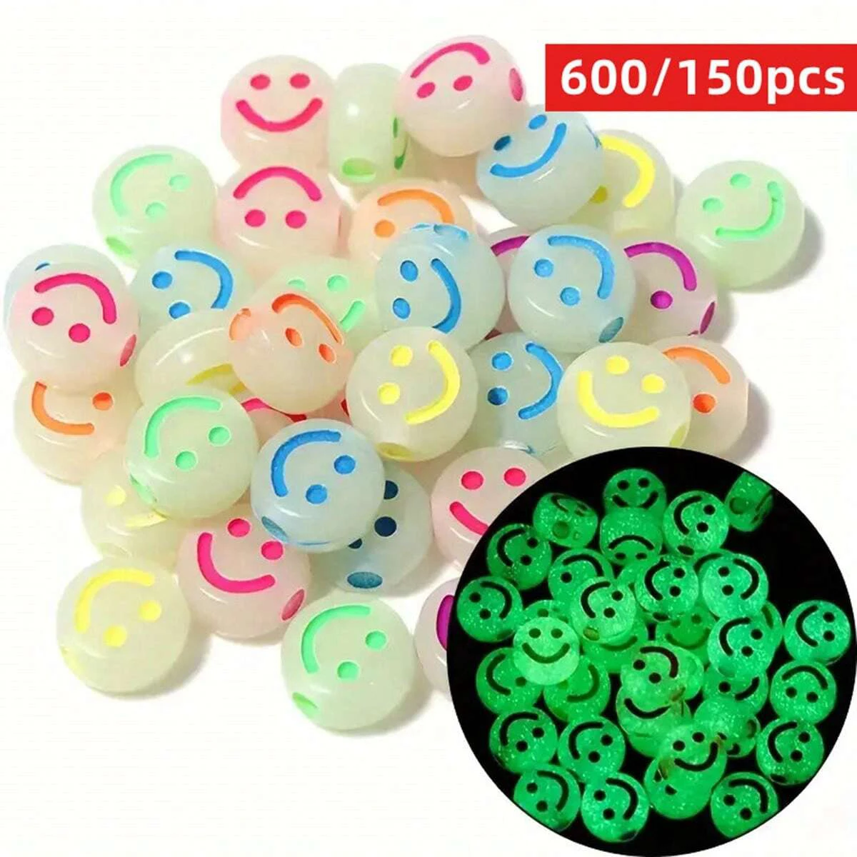 600/150 Uds. Cuentas acrílicas brillantes oscuras de 7mm, suministros de cuentas de colores mezclados para hacer joyería DIY, accesorios de moda de Halloween